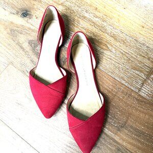 Chinese Laundry Red Suede D'orsay Flats | Women's Size 7.5 Shoes